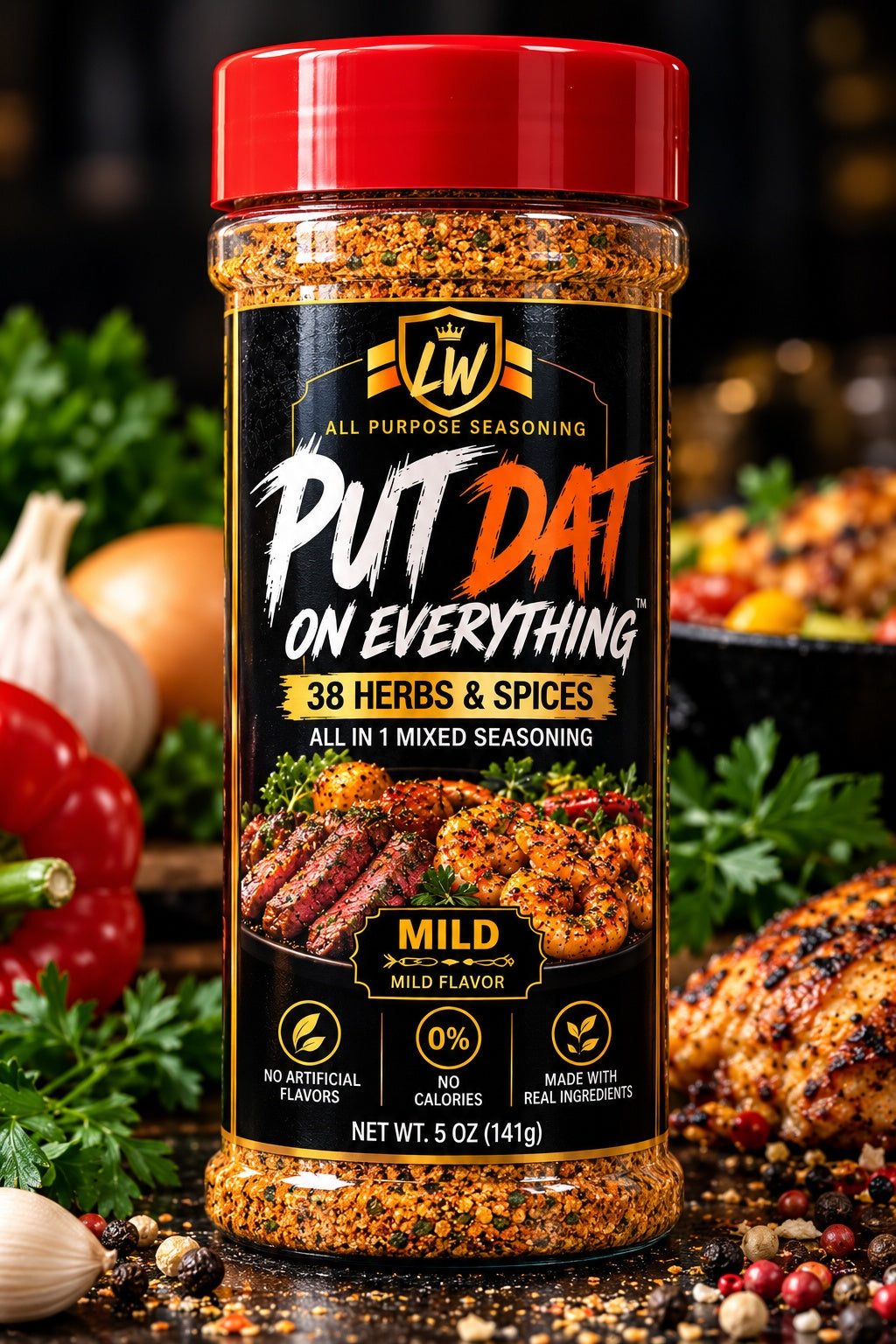 PUT DAT ON EVERYTHING™ 5 oz All Purpose Seasoning bottle with 38 herbs and spices